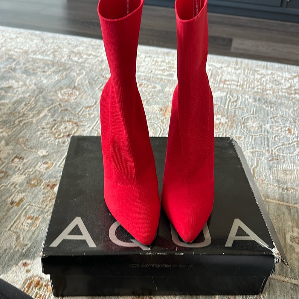 Aqua red booties